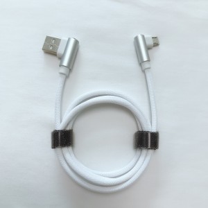 듀얼 직각 꼰 빠른 충전 라운드 알루미늄 하우징 마이크로 USB, 유형 C, 아이폰 번개 충전 및 동기화에 대 한 USB 데이터 케이블